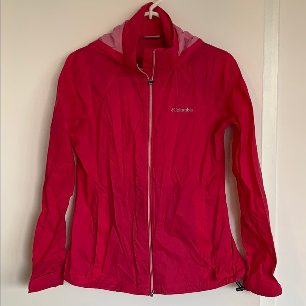 Women’s Pink Columbia Hooded Rain Jacket- Small